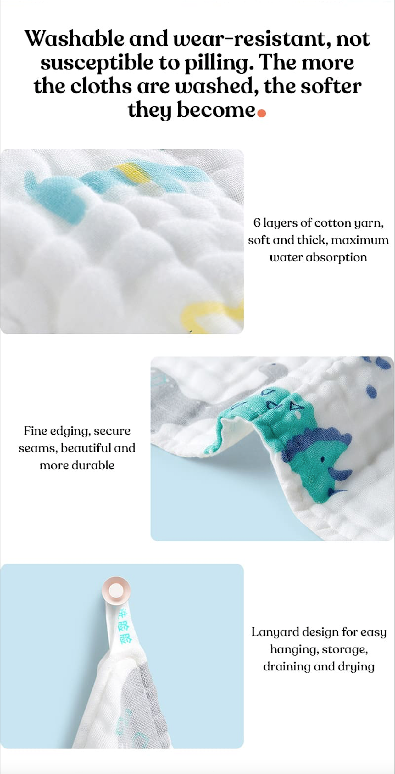 Gauze Square Towel 30x30 cm (4 pack)