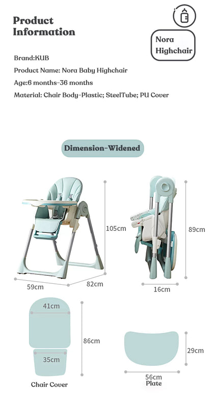 Nora Foldable Highchair (Widened)