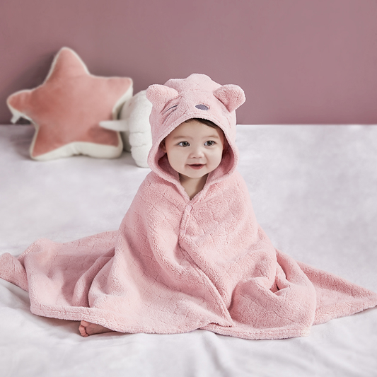 Hooded Baby Bath Towel - Pink